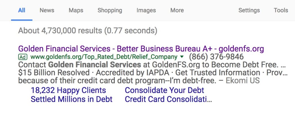 Golden Financial Services Marketing and Adwords Services -- here's proof that we know Adwords!